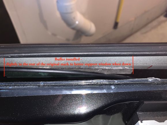 Large buffer installed looking from inside of door outward.  Installed from below through the speaker hole with the window fully up.