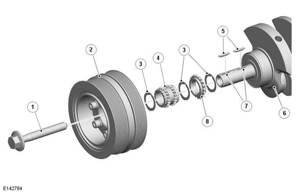 Lower pulley and damper are incorporated together as item #2.