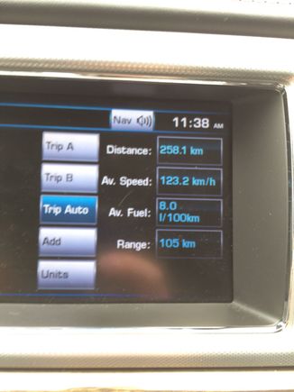 The end of the trip in KM units.