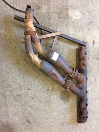X300 exhaust manifolds and downpipes on homemade jig