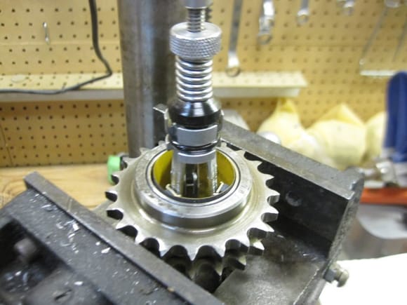 Fit the hone onto your press drill and make the necessary adjustments