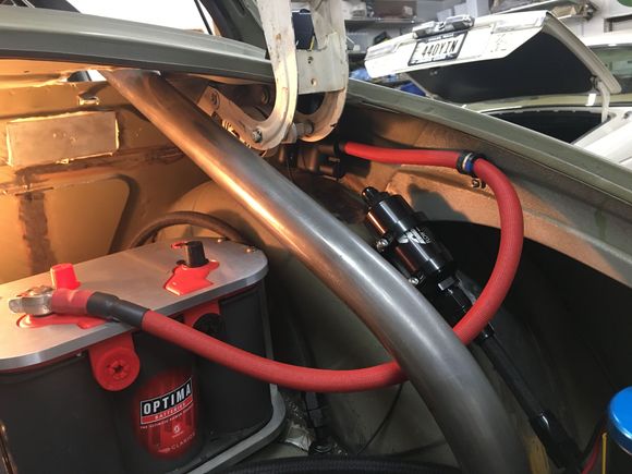 Made the positive cable twice.  Didn't follow my own rules.  Forgot to have all interference in place.  Hinge bolts are fun with the roll bar in the way.