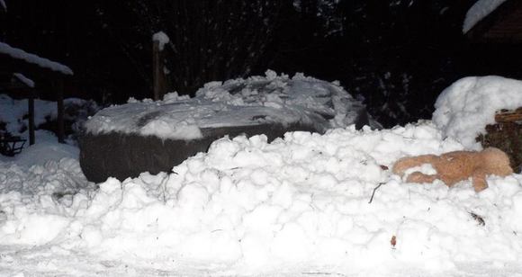 playing in a snowbank