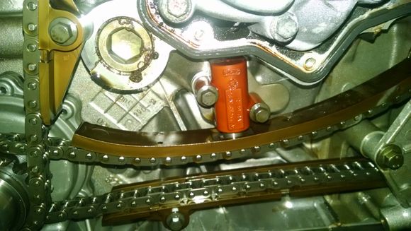 More of the left bank primary chain, tensioner, and guides.
