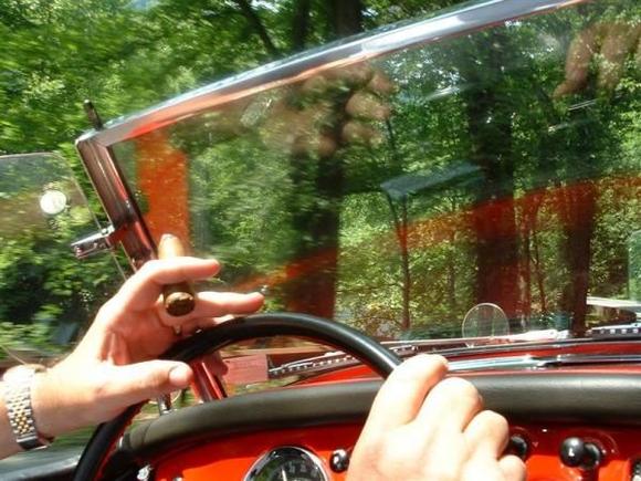 Perfect day for me is having a cigar and driving a British Car