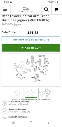 Edit. Just to add re possible switched lower bush positions. This screenshot shows the sellers can't even get it right. The bush being sold here is a front bushing, the diagram has been butchered with lower arms 180 degrees to crossmember orientation giving a confused perspective.