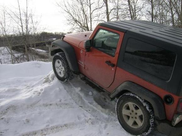 Just playing on a snow pile.