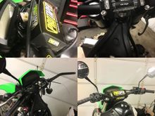 Installed the pro taper contour bars. But. Bucked that hideous bar pad into the spare parts box. Fugly. Had to bend the clutch lever a touch. The clutch perch was on the rise bend due to the control pods being so wide. No prob on my bike with the renthals, not an issue it works tho.