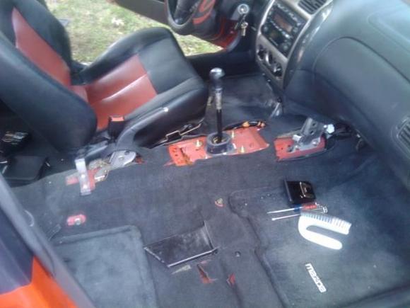 detailing the interior.....carpet was really dirty between the seats and the consol.