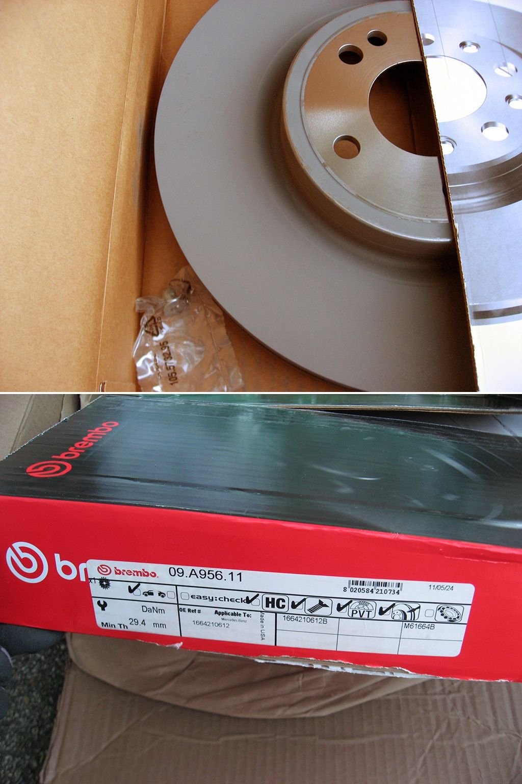 I purchased the Brembo coated front rotors, which are the OE equivalent.