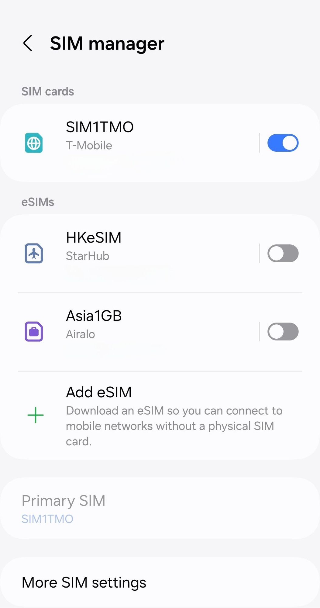 multiple eSIM....