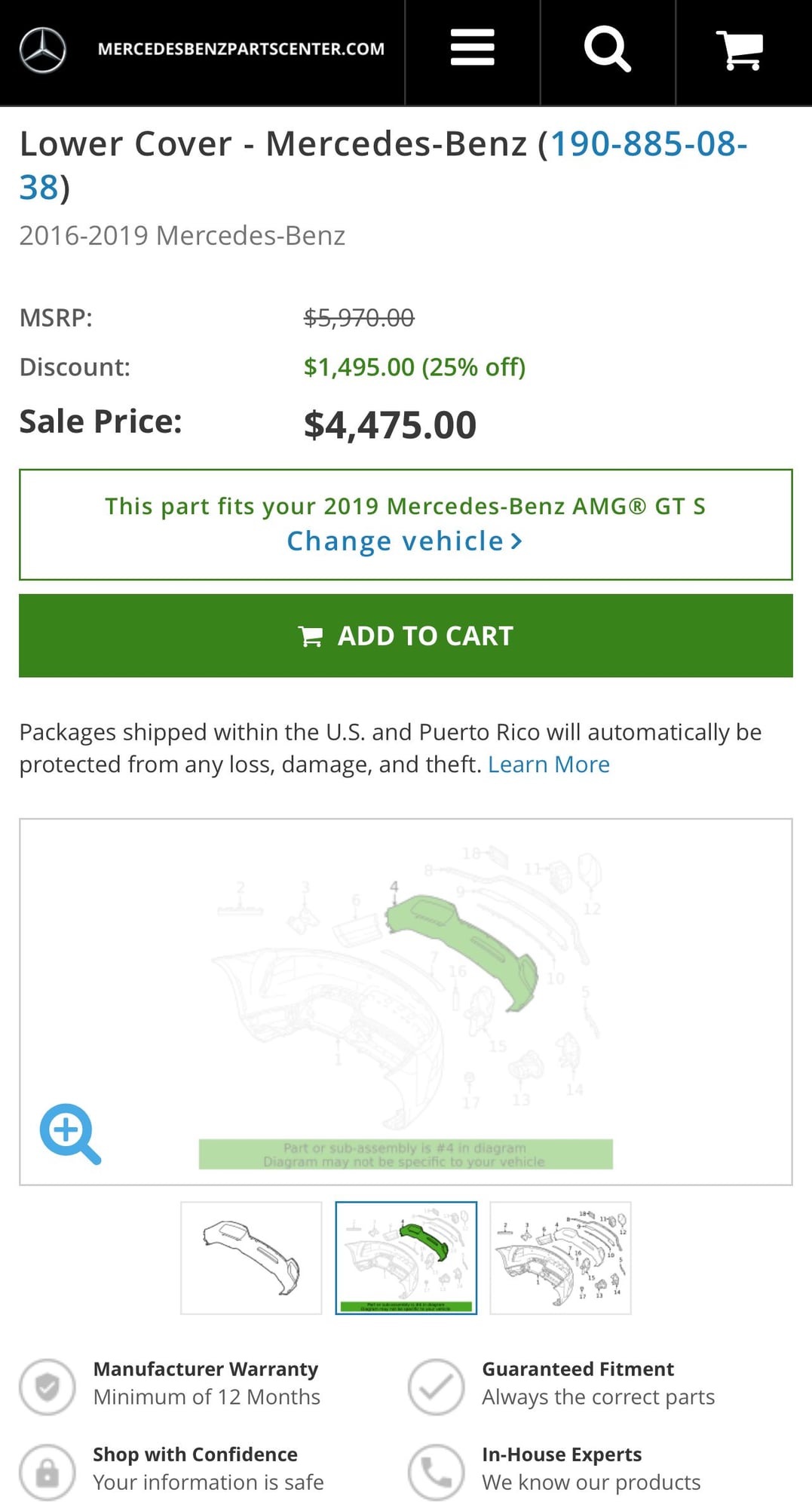 Exterior Body Parts - 2016-2019 Mercedes C190 AMG GT OEM Carbon Fiber Rear Bumper Diffuser - Used - 2016 to 2019 Mercedes-Benz AMG GT - Detroit, MI 48214, United States
