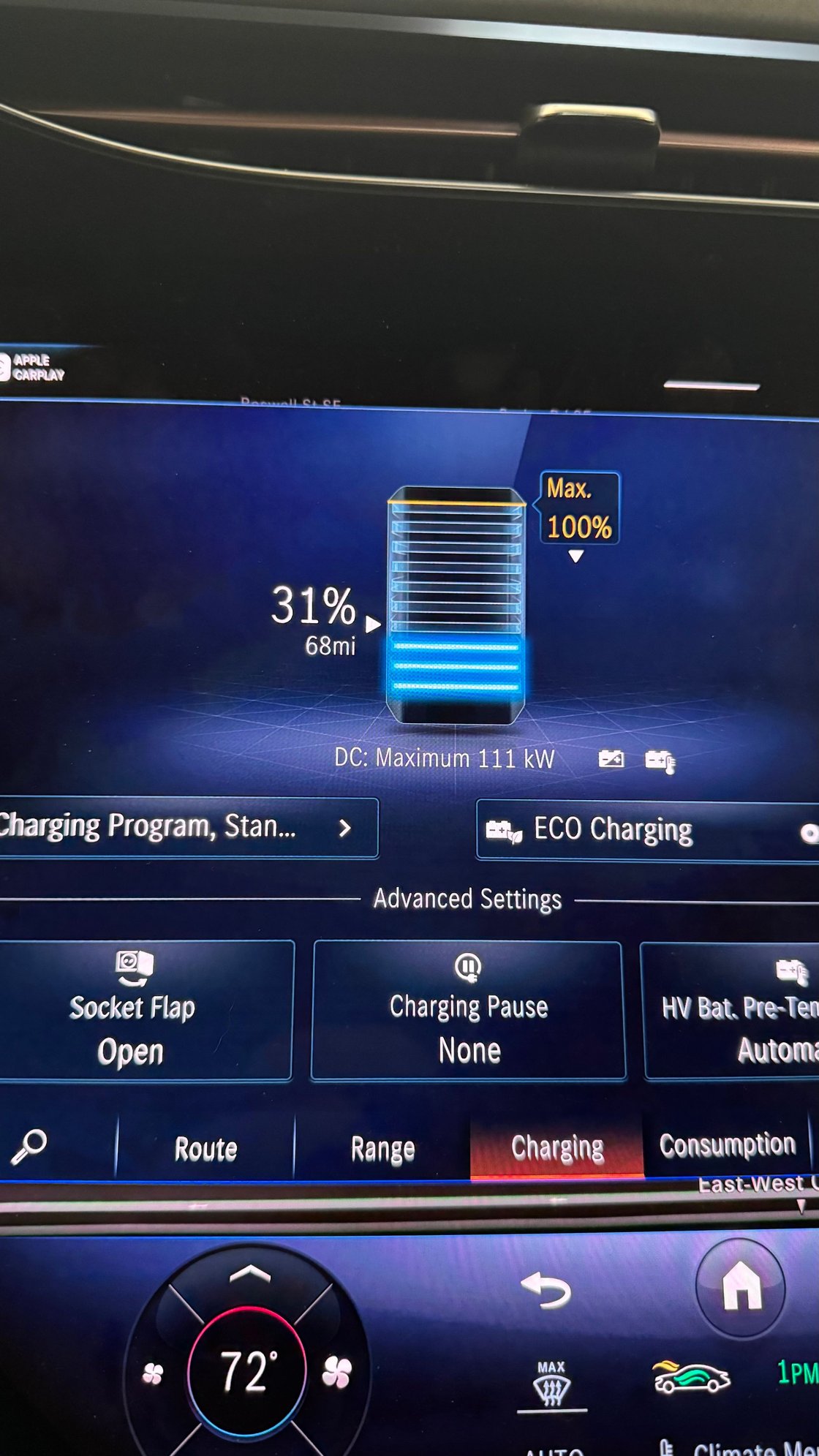 This is what the car was showing today� I�m not connected to a charger either