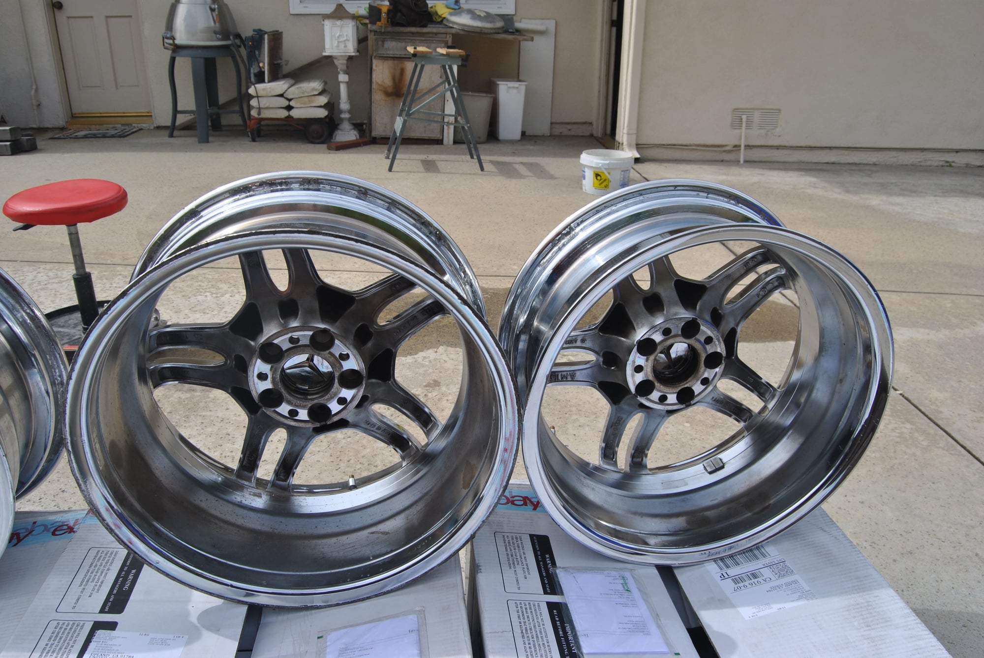 Wheels and Tires/Axles - 2005 C55 AMG 5 Double-Spoke Chrome Wheels - Used - 2005 to 2006 Mercedes-Benz C55 AMG - Upland, CA 91784, United States