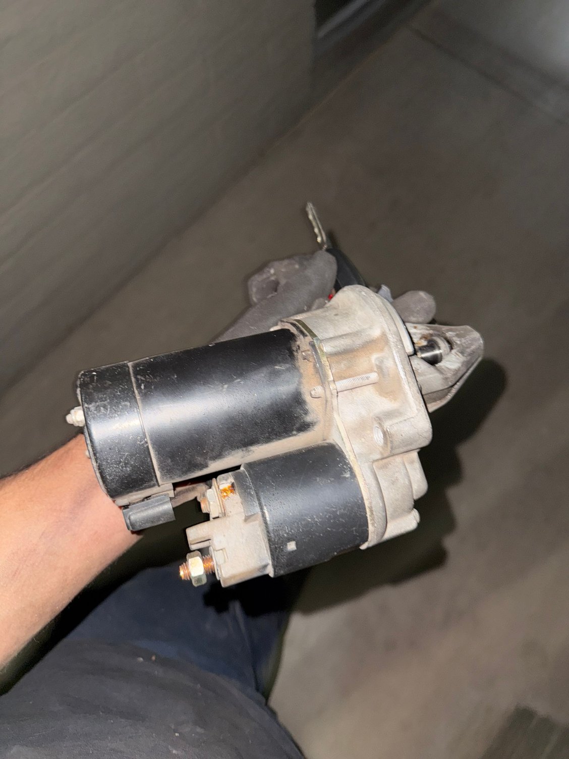 Old starter out. Not for the faint of heart. 