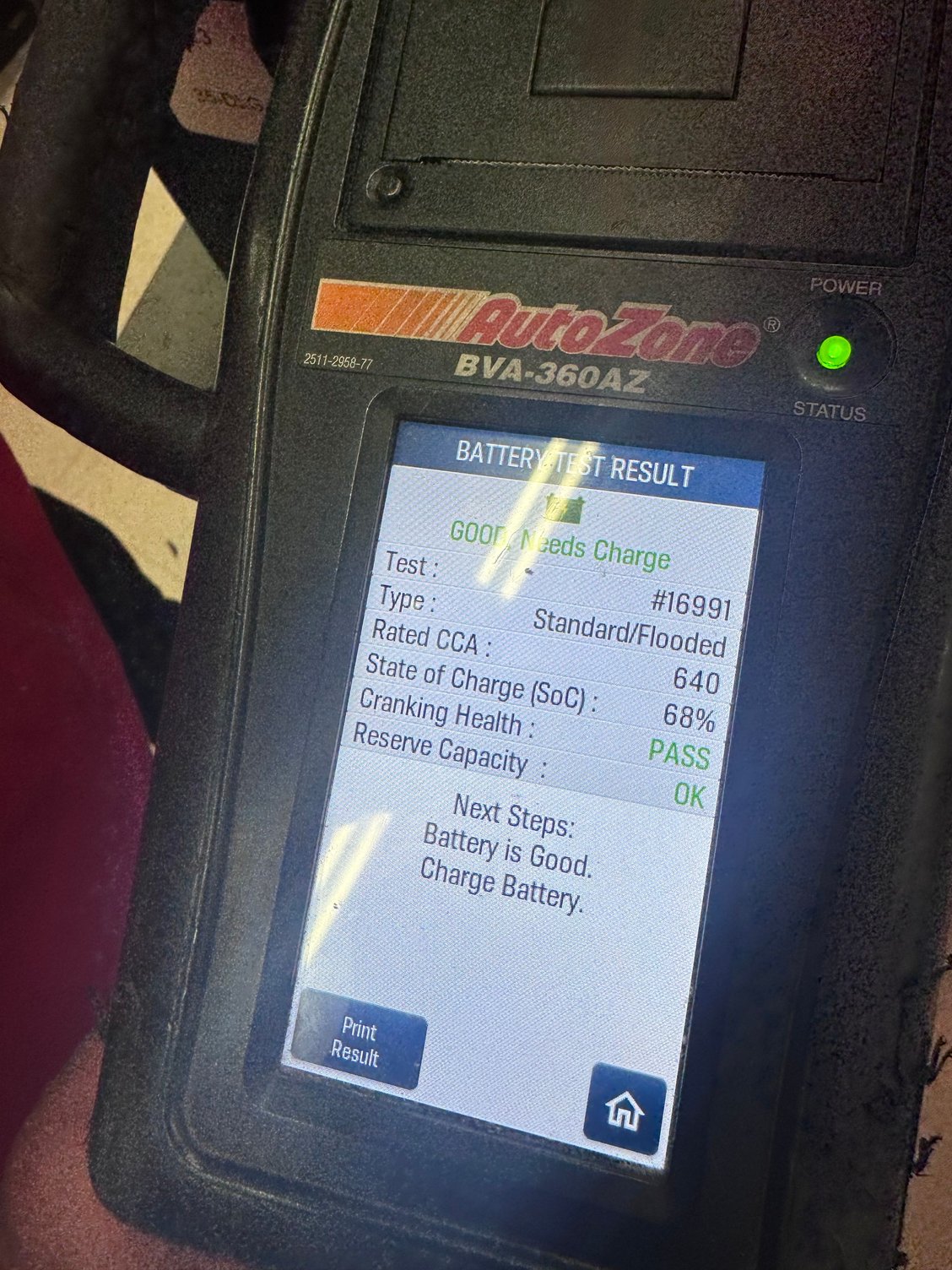 here�s when I took it to autozone to get the one traded it had 68% but when I picked it up it read 100%