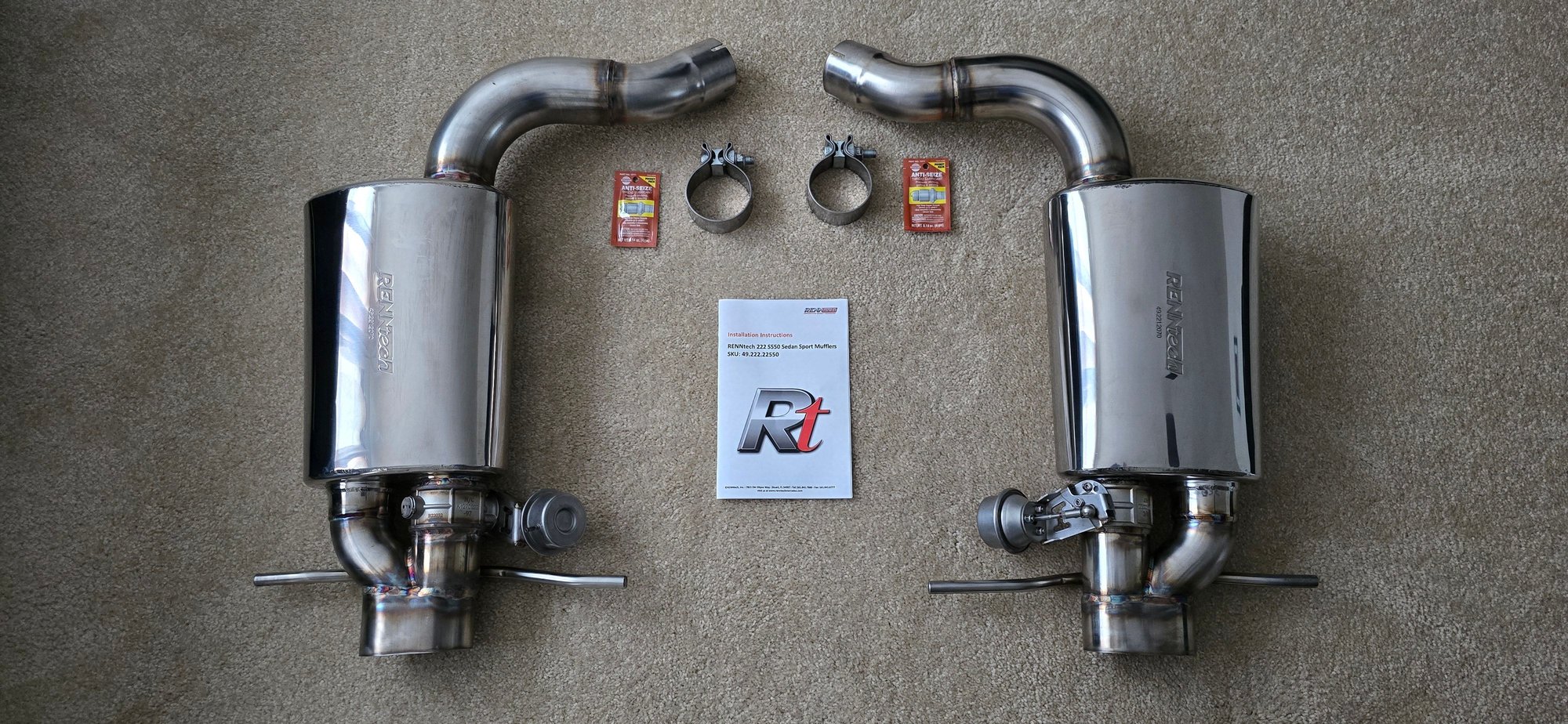 Engine - Exhaust - RENNtech Stainless Steel Sport Mufflers w/Valves for Mercedes S550 S-Class (W222) - Used - 0  All Models - Kyle, TX 78640, United States