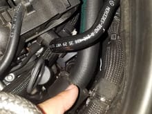 hot coolant hose to heater core...