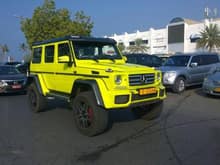 Neon yellow Mercedes Benz G500 AMG 4x4² spotted in Oman. Great supercars to find here in Muscat.
