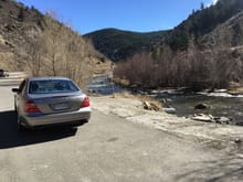 The E55 along with the river running through the canyon.