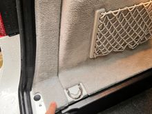 The is the small section of carpet that would get wet. The water would then get soaked up by the seat bottom carpet making it seem like the whole area was getting dripped on. But it’s just this small section right next to the weatherstrip.  I removed the scuff plate to show that it’s totally dry under there. 