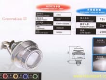 HID projector G3 -Parameters