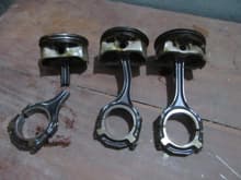 Of the eight piston con rods, one was deformed, and another snapped in two, impaling the crank- case for a total engine write-off.