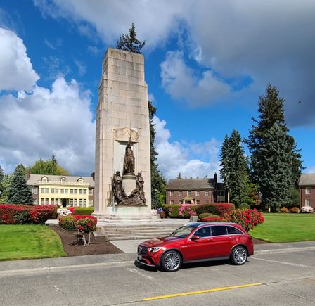 2020 GLC-63 on Joint Base Lewis-McChord in front of the WW1 memorial. The buildings in background are quarters of Generals and their families.