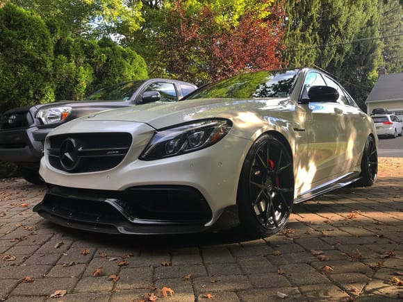 Same c63s Sedan a year later on 20” Velos S3 multi piece wheels.  Lowered on KW HAS