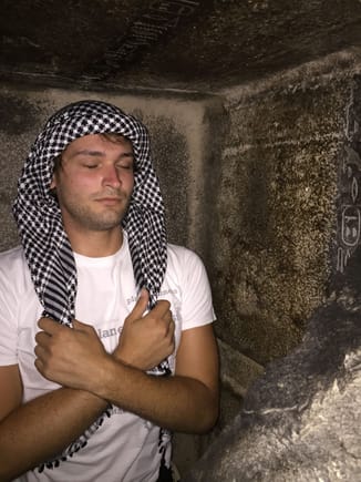 Seen here covering my man boobs in Khufu's sarcophagus of the great pyramid.