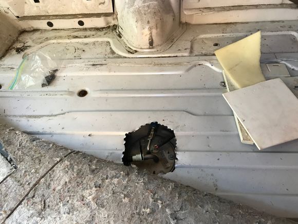 Hole is cut in floor. 