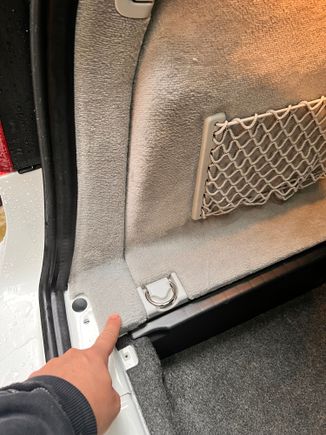 The is the small section of carpet that would get wet. The water would then get soaked up by the seat bottom carpet making it seem like the whole area was getting dripped on. But it’s just this small section right next to the weatherstrip.  I removed the scuff plate to show that it’s totally dry under there. 