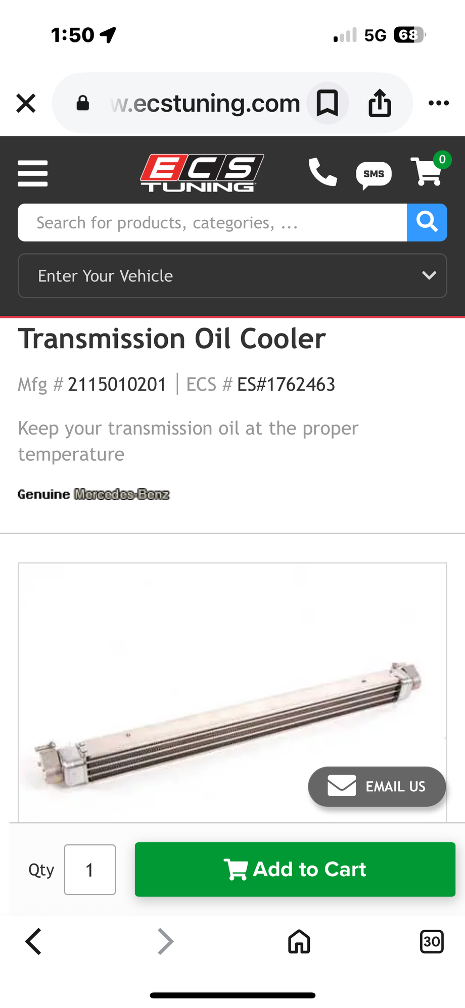 Do you have one of these somewhere? My car is a 2003 and it runs through the radiator. The ECS part in the pictures for a 2006