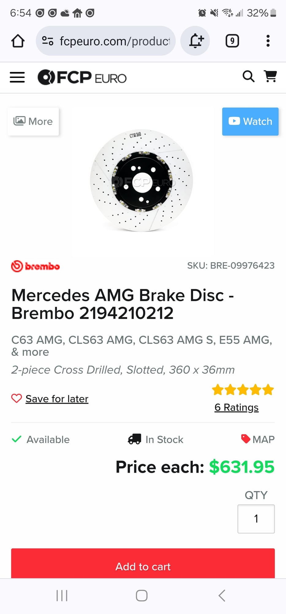 Brakes - Mercedes AMG Brake 2pc rotor - Brembo 2194210212 - Used - All Years  All Models - Clearwater, FL 33759, United States