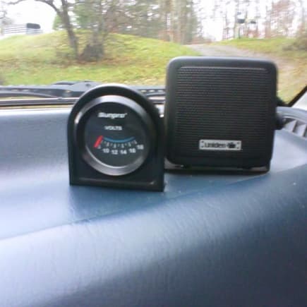 this is my external cb speaker and my volt meter ( i have had some alternater problems)