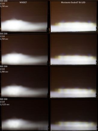 High Beam comparison of WHDZ 7 LED headlamps and Morimoto Sealed7 Bi LED