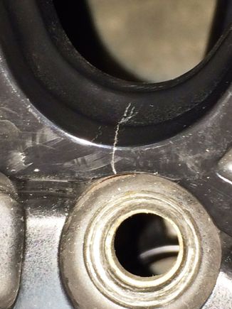 First cracks will show in a hollow between spokes adjacent to a lug hole.