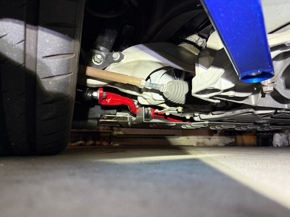 Driver’s side, view from behind the wheel. Further away as I was hoping to see the angle of the tie rod better