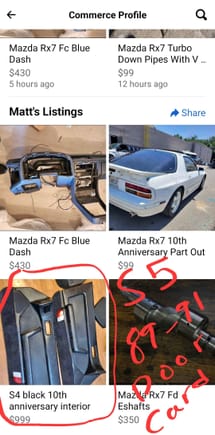 More blatant lies about his parts for sale. Those are 89-91 s5 door panels, not 1988 10th anniversary edition panels. 
