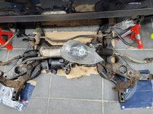 The subframe with steering rack