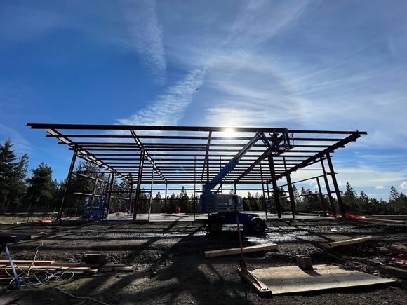 The roof beam extensions for the front overhand are massive so requires renting another piece of equipment so the crew can work safely.