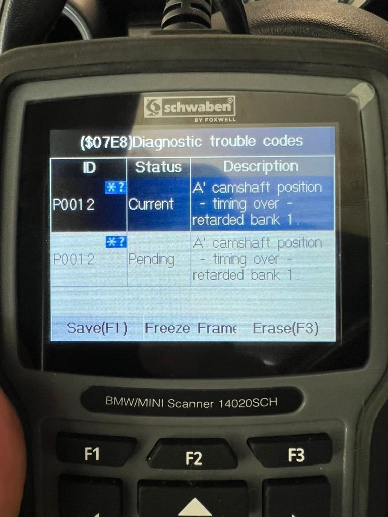 This is the new Cam Timing Code that popped up after starting the car. after cams were re-timed