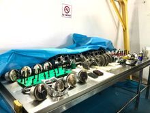 Pistons in front and heads are from the seized starboard engine