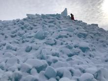 Ice piles in AuGres. Pt. Lookout  after big wind a few weeks ago.