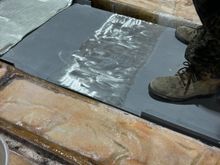 Grinded the top of the fuel tank for where we laminate it in with epoxy.