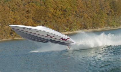Not mine but it’s the same hull, rides on a pocket of air… do you see why I’ve said that trim tabs won’t work besides the fact that I talked to owners that said they didn’t help?