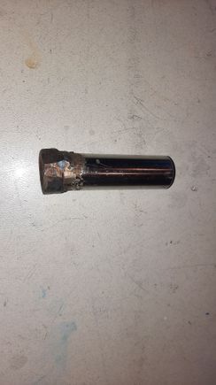 Here's the result of being in a hurry and using an old stick welder in the driveway.