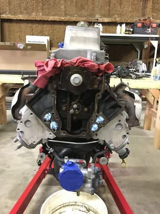 Engine upside down to keep the lifters from falling
