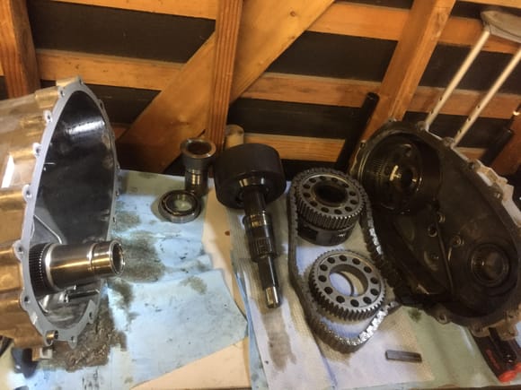 Tore down the np149 and sent out the input shaft to Time2Kill Tim for the 80e re-spline treatment.  The bearings, gears and chain didn't show much wear for 135k miles but ordering new seals, bearings, case saver, chain and filter for the assembly.