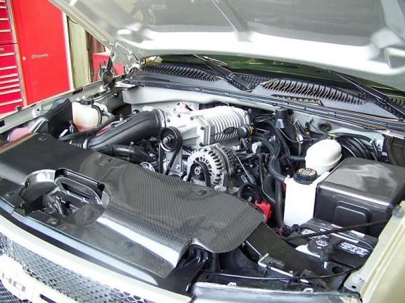 Magna Charger RADIX Intercooled Supercharger Kit, MP122HH Silver Satin Finish, 90mm Throttle Body With Dr. X Harness, 60 lb Injectors, Stock Pulley 3.4" On At This Time
Metco 100mm Idler Pulleys With Extra Idler Spacer #69-90-57-001.
Custom Milled/Ported/Heads/Valve Job Spec. To Work With GT7 Cam - High Output Oil Pump - ARP Bolts (Top &amp; Bottom End).
Blower Cam Lingenfelter GT7
Dynatech SuperMAXX Stainless Steel Header System w/ High Output Cats #115-841300.